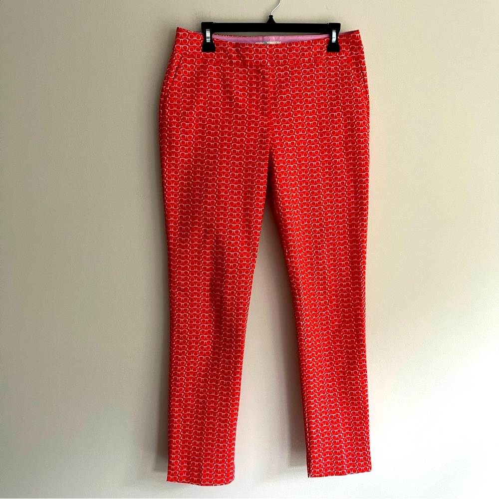 Boden Red and White Patterned Pants size 8